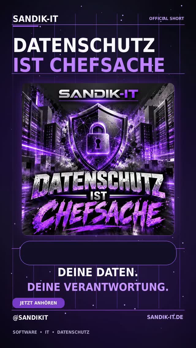 🔒 DATENSCHUTZ IST CHEFSACHE! 🎵

Wer sagt eigentlich, dass IT und Datenschutz langweilig sein müssen?

Wir bei SANDIK-IT 