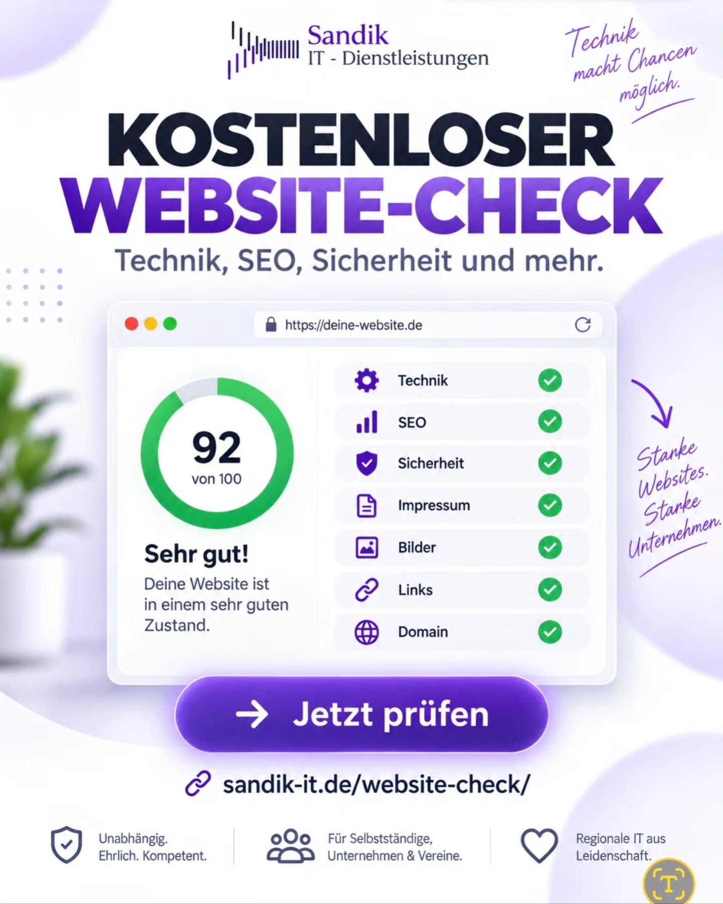 🔎 Wie gesund ist deine Website wirklich?

Mit unserem neuen kostenlosen Website-Check kannst du deine Website in wenigen