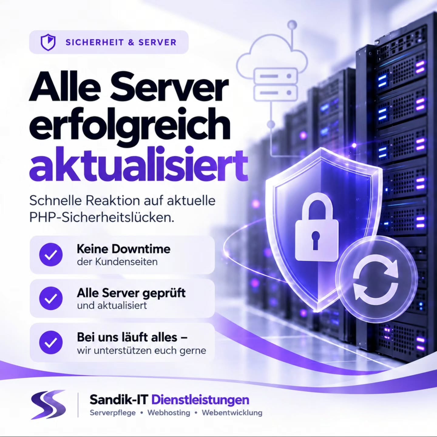 🔐 Alle Server erfolgreich aktualisiert.

Aufgrund der aktuellen PHP-Sicherheitslücken haben wir alle von uns betreuten S
