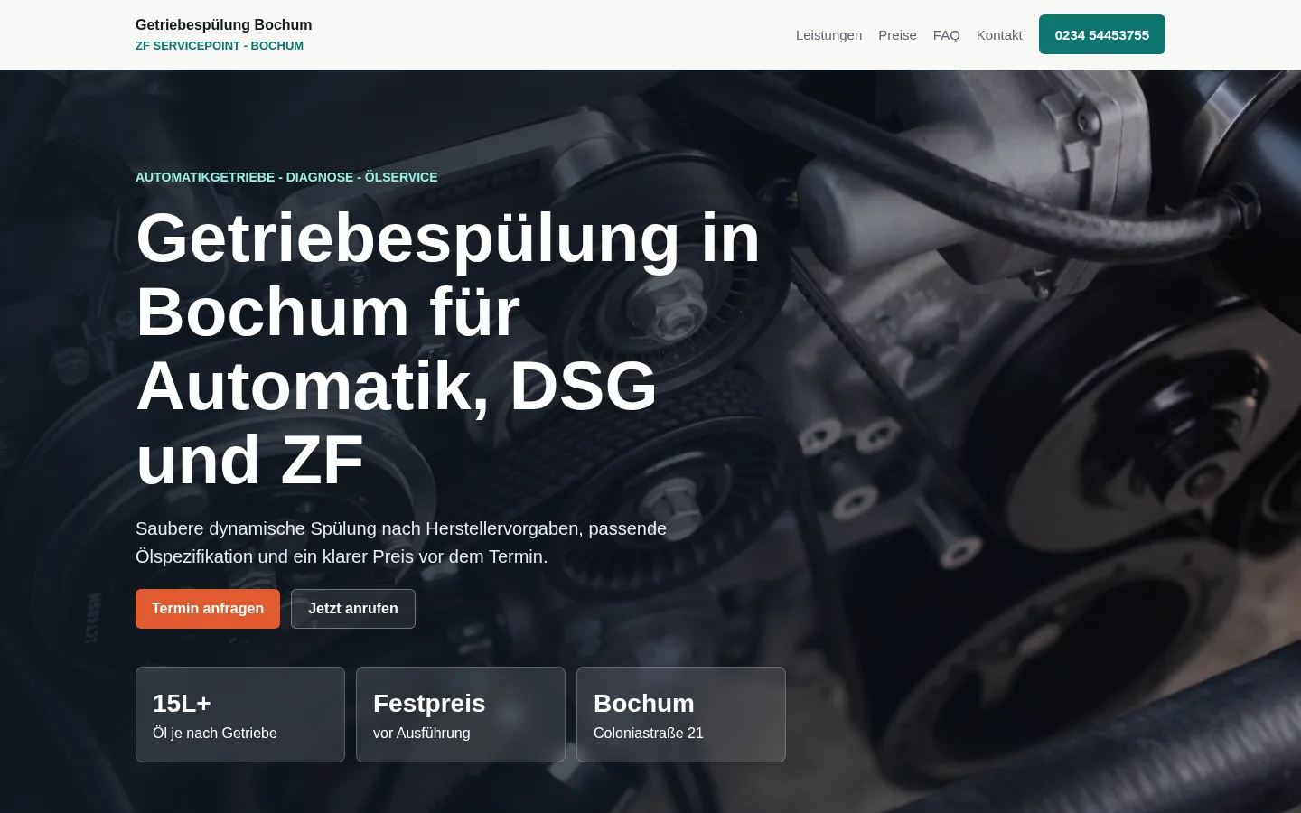 Aktueller Screenshot von getriebespuelung-bochum.de