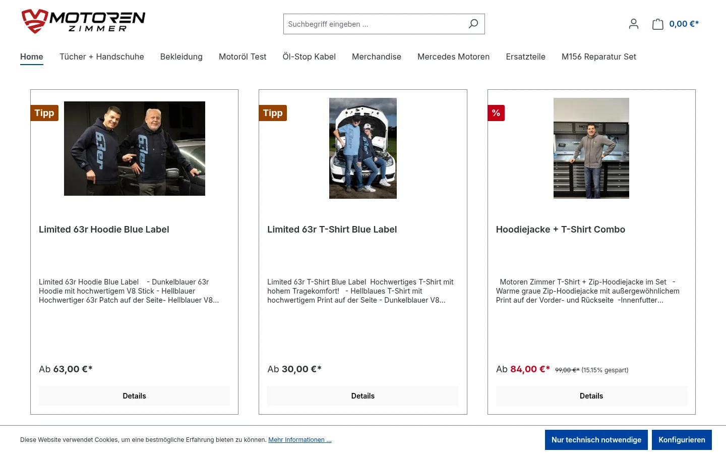 Aktueller Screenshot von shop.motorenzimmer.de