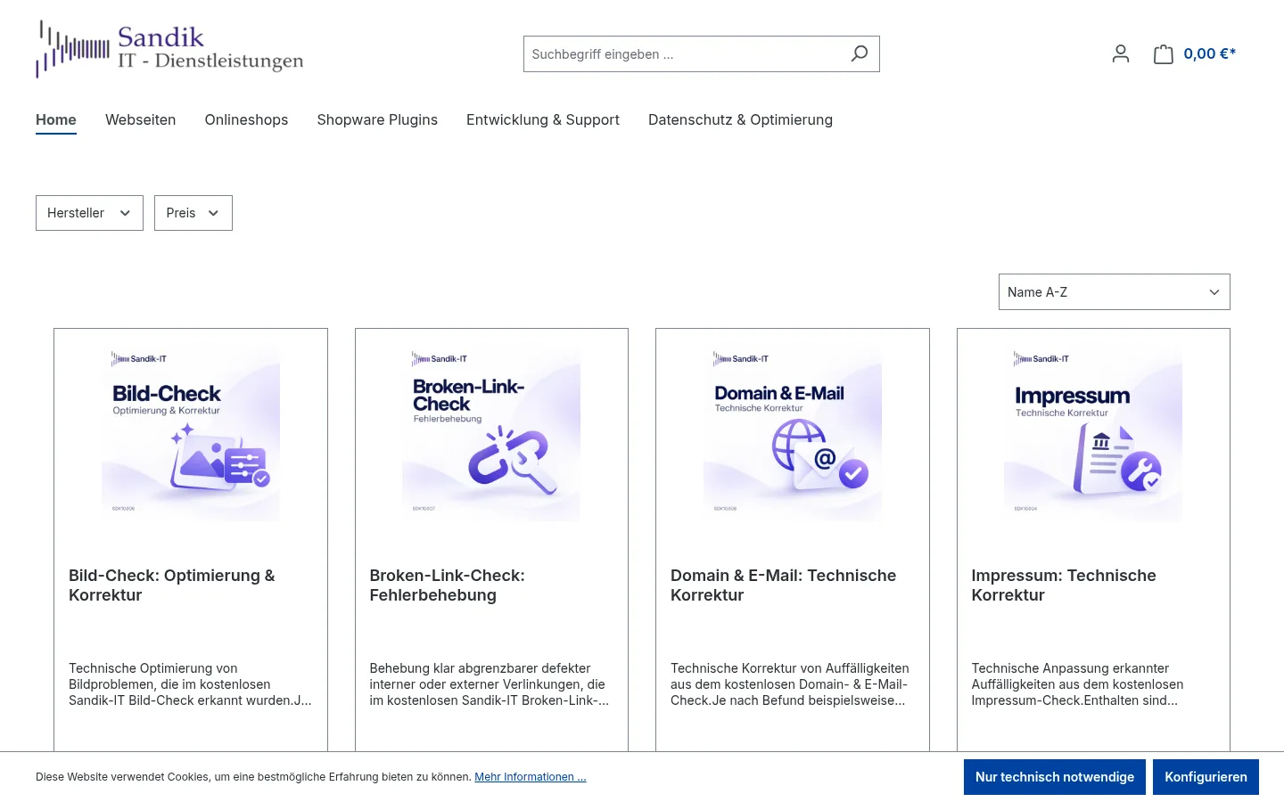 Aktueller Screenshot von Sandik-IT Shop
